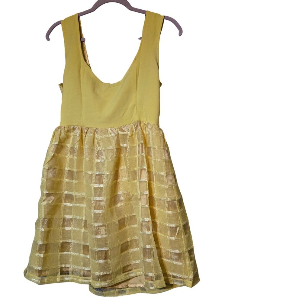 Lucyparis Women's Butter Yellow Beaded Neckline Mini Dress Artsy Parisian Size M - Picture 5 of 6
